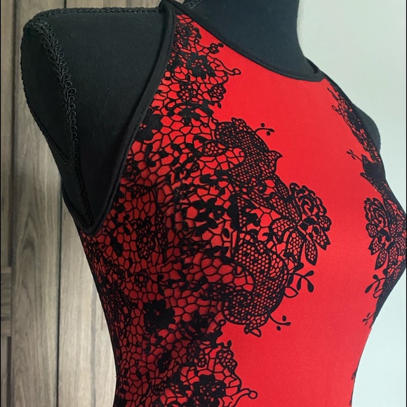 Flocked Velvet Bodycon Dress - Picture 11 of 14